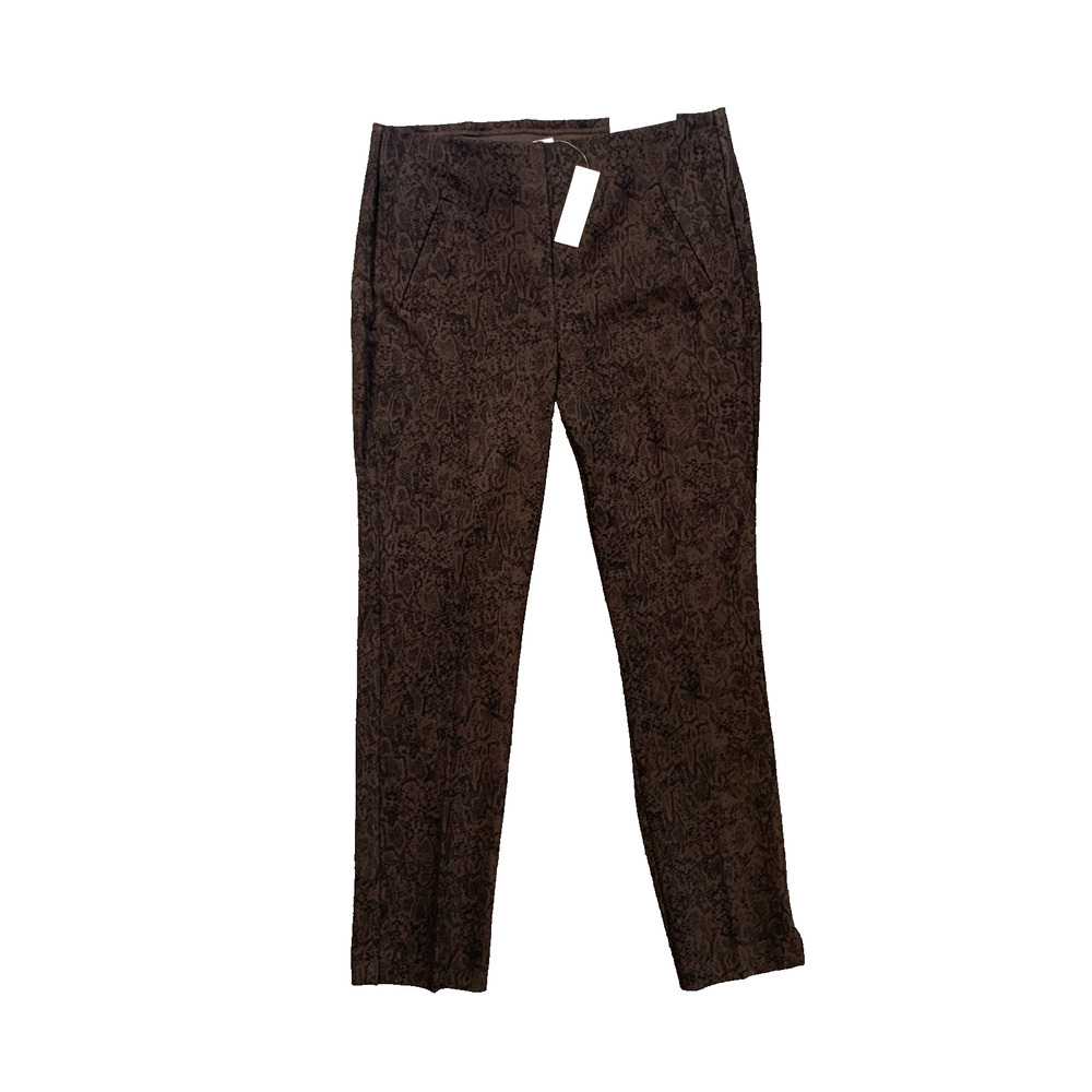 Chicos Pants Womens 8 Black Brown So Slimming 360 Juliet Opulent Python Ankle